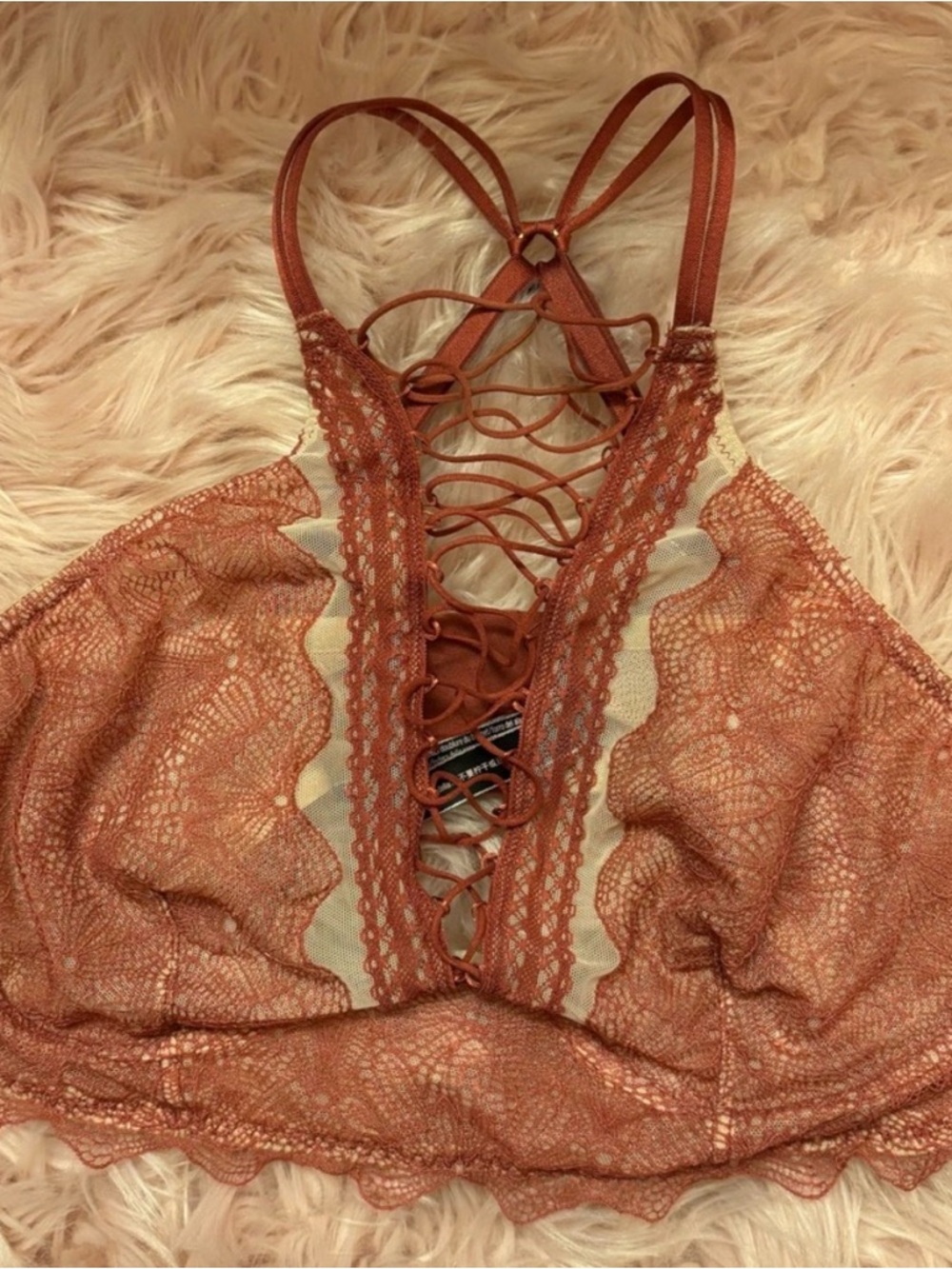 Victoria's Secret Rust and Blush Lace Bralette